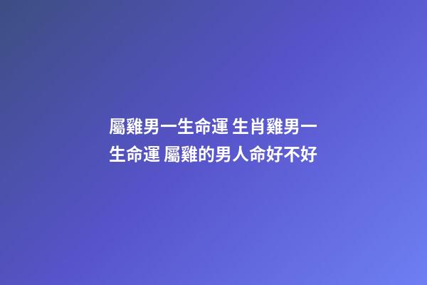 屬雞男一生命運 生肖雞男一生命運 屬雞的男人命好不好-第1張-觀點-玄機派